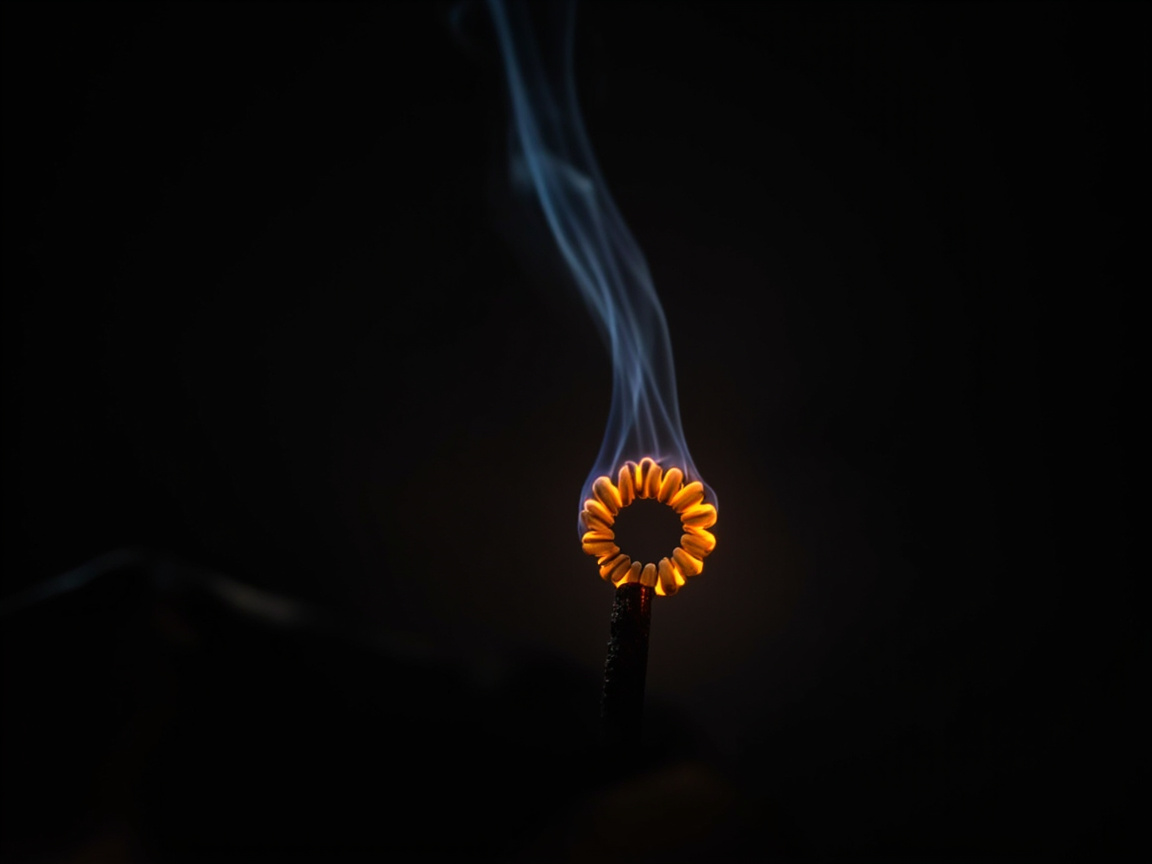 Traditional coil incense burning in peaceful setting