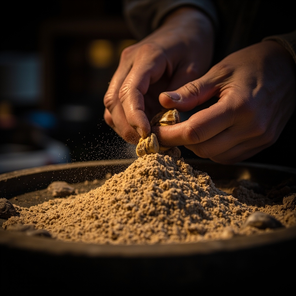 Incense sticks drying in traditional rack