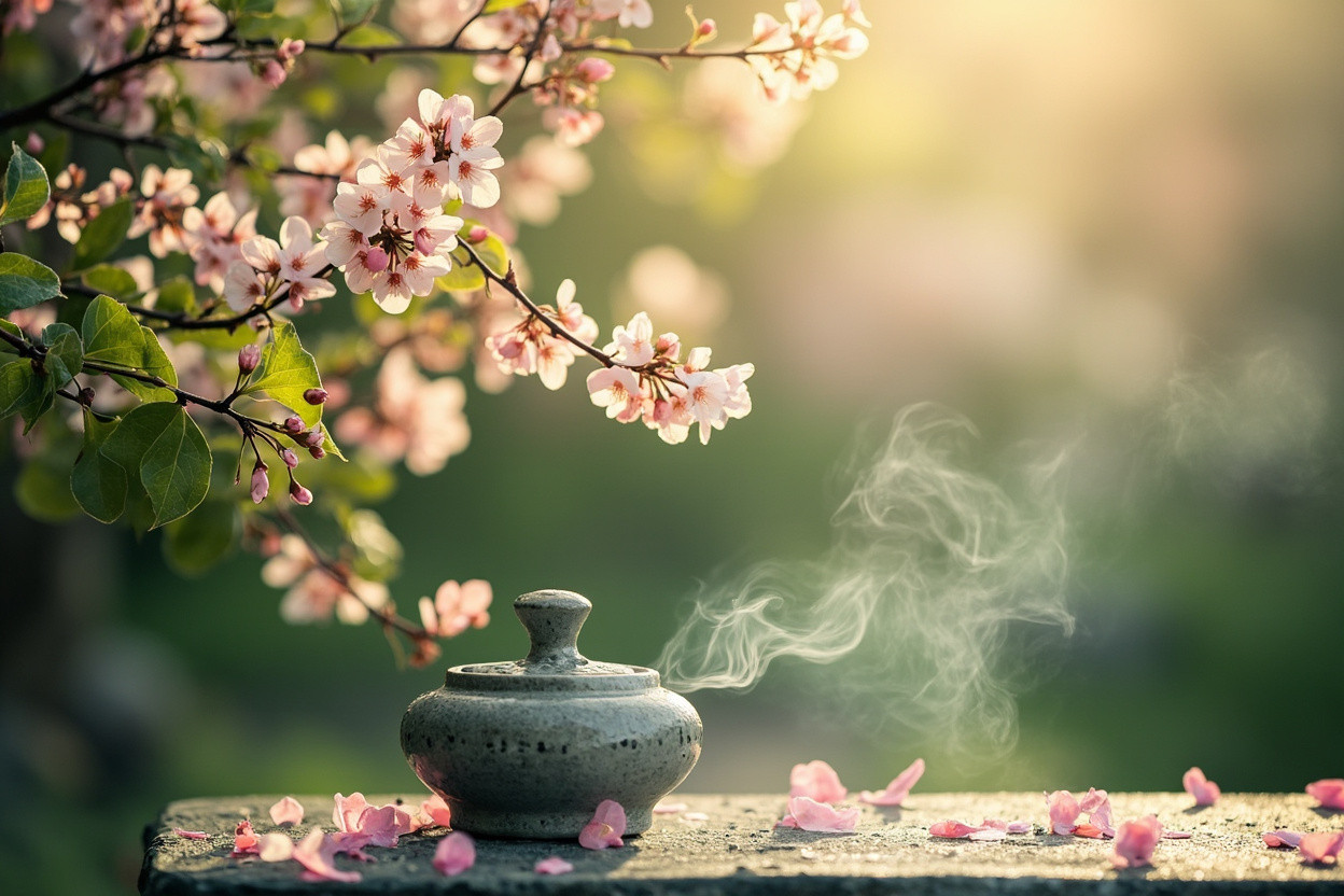 Spring incense practice cherry blossoms seasonal wellness