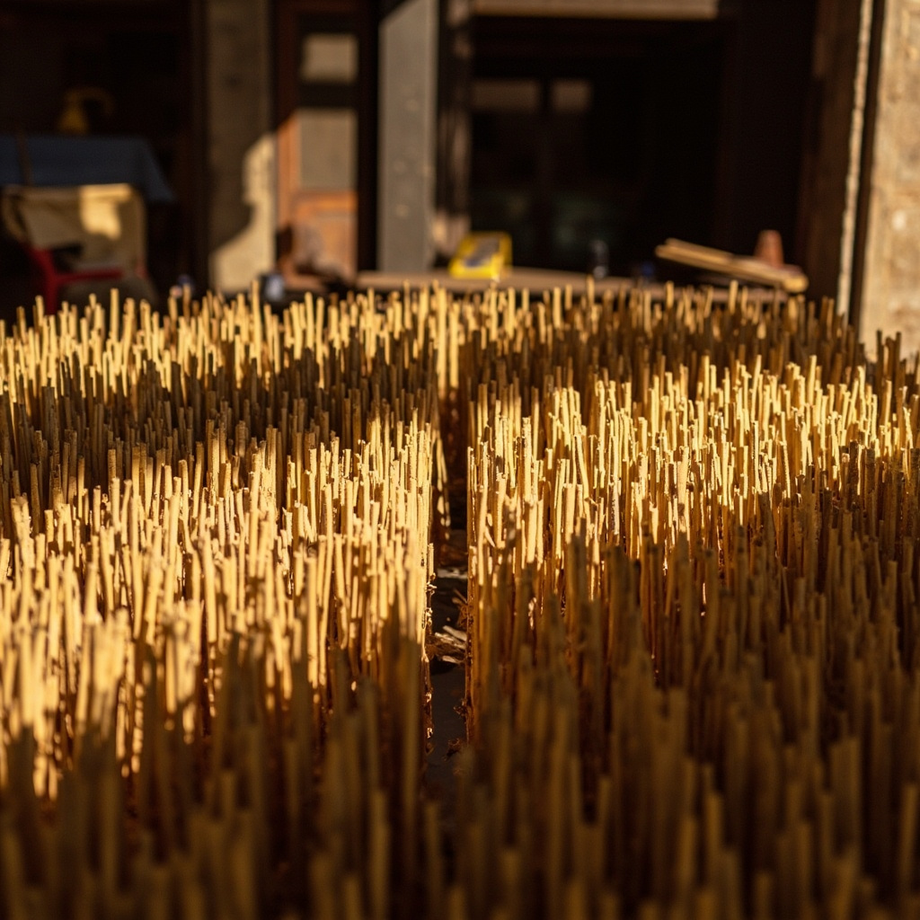 Traditional stone mill grinding incense materials