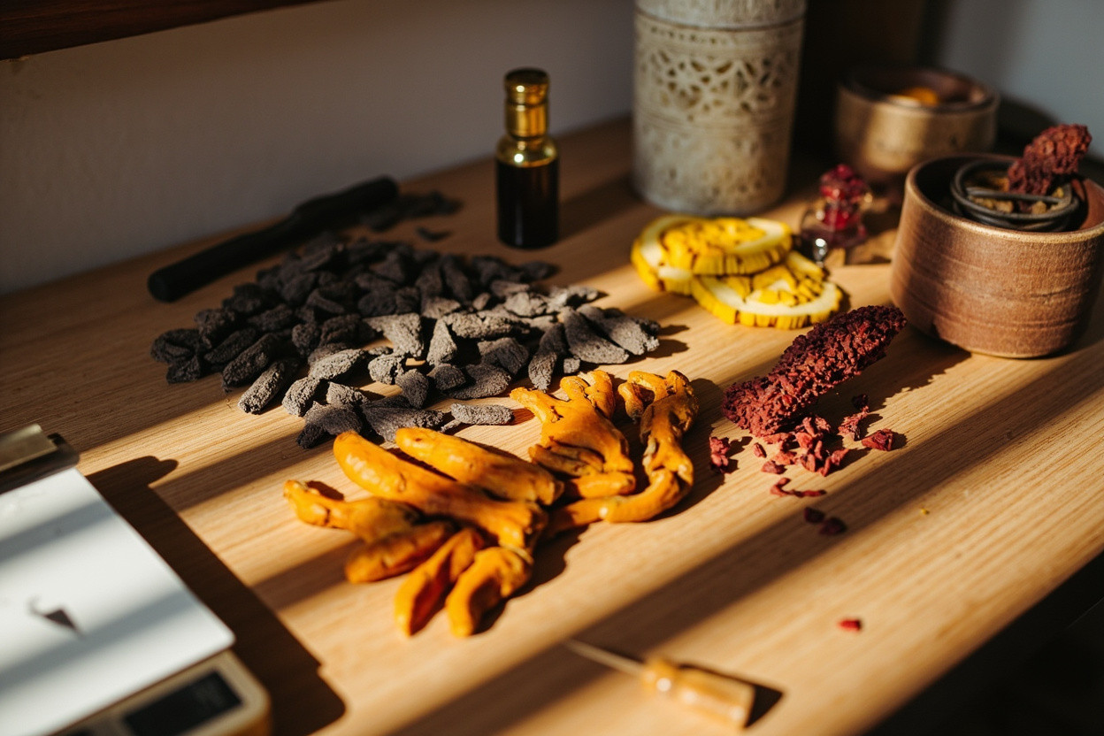 Aromatic herbs for mood incense agarwood turmeric dragon blood