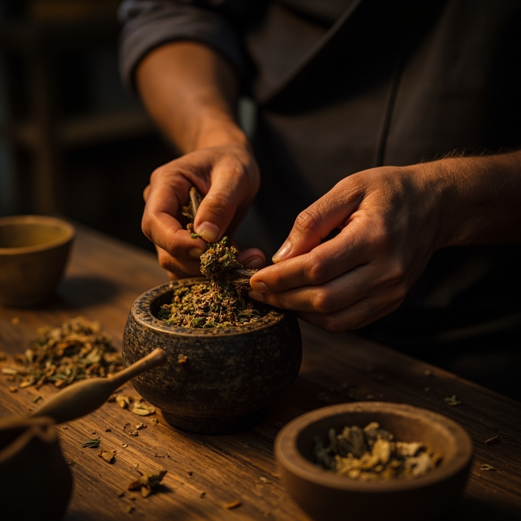 Grinding incense materials