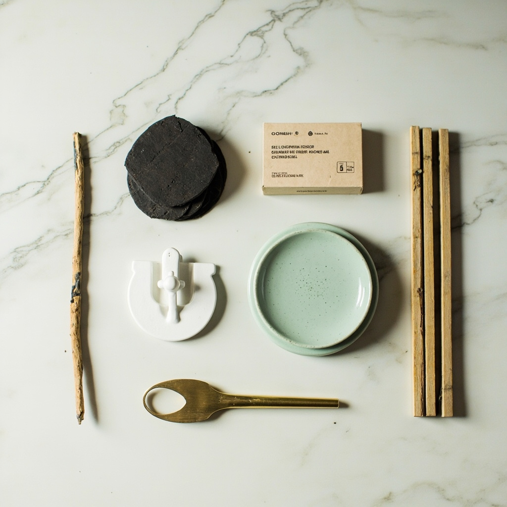 Budget incense tools flat lay