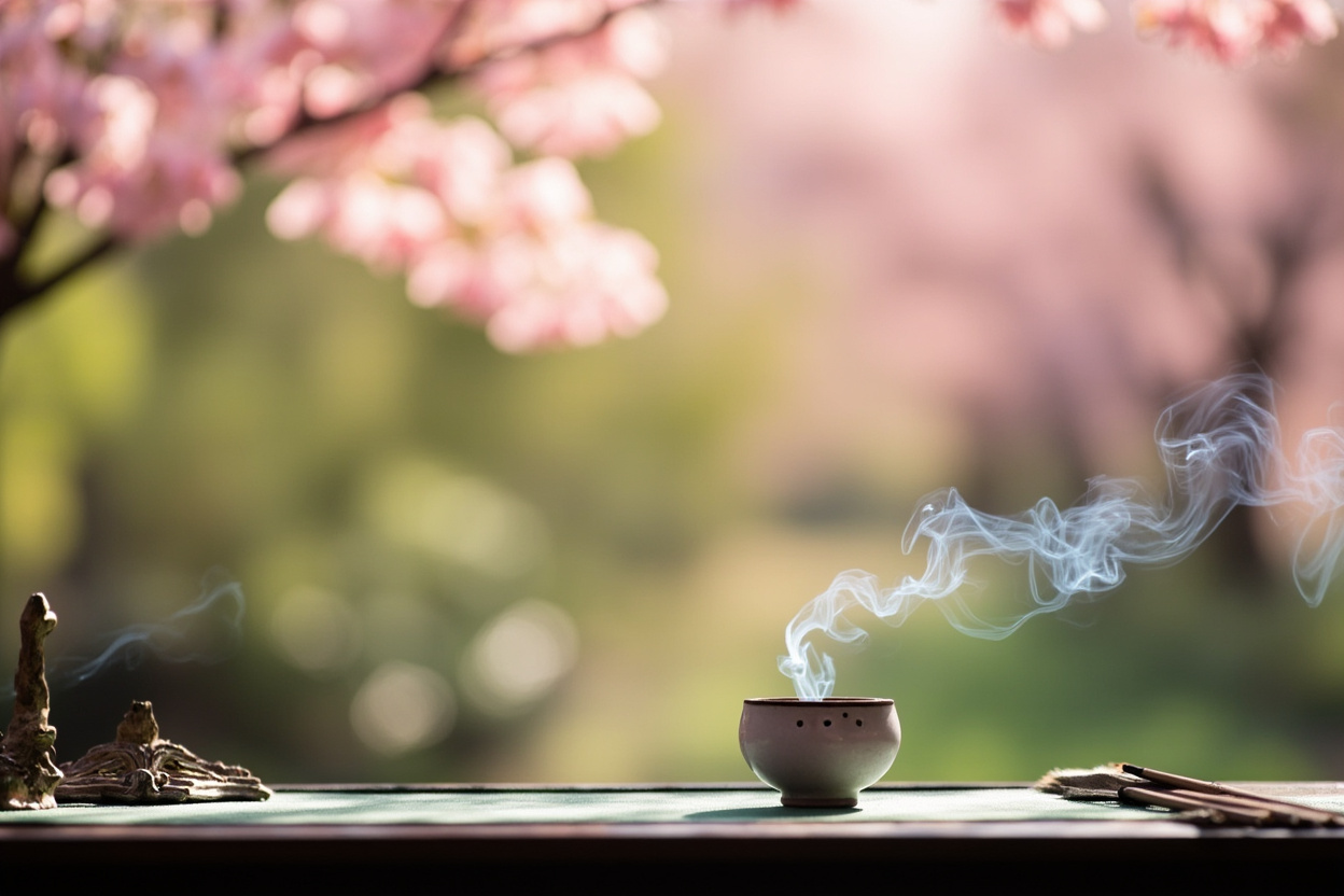 Spring incense practice with cherry blossoms
