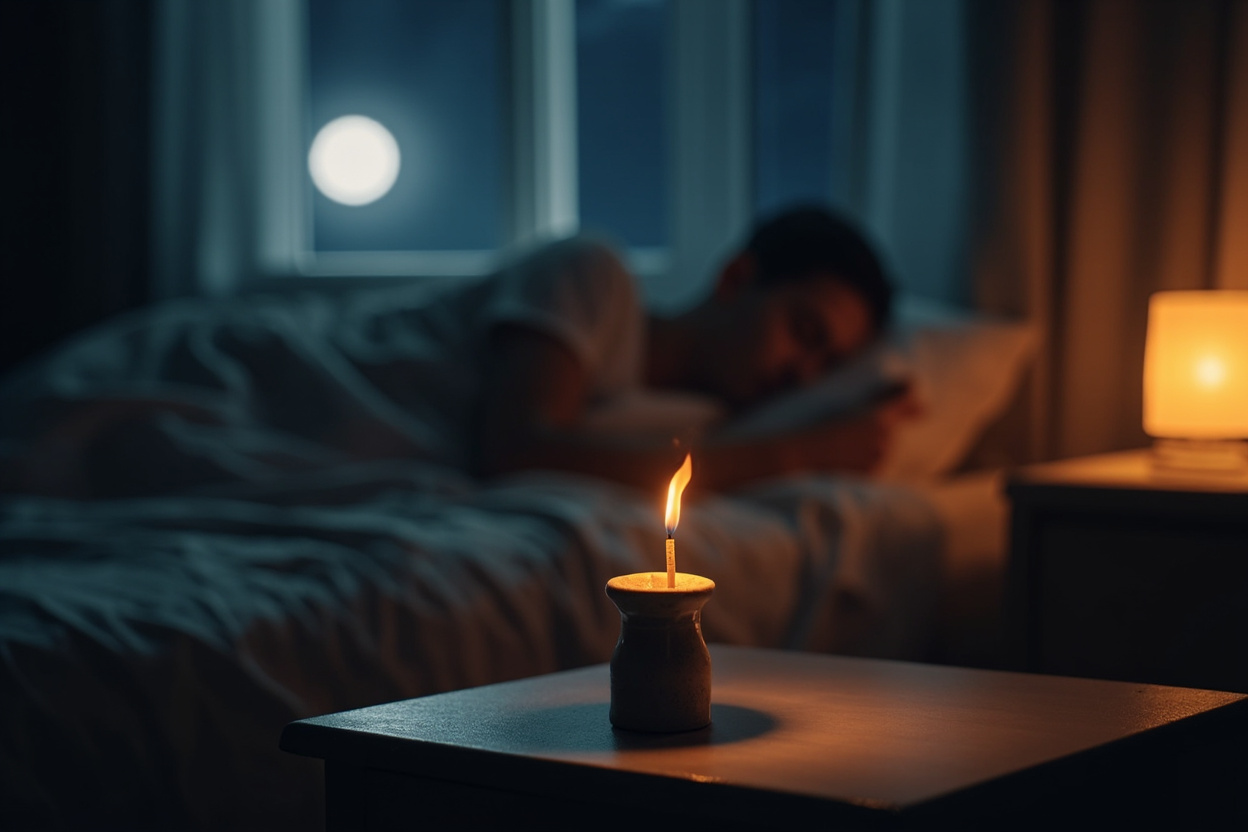 Peaceful bedroom with incense for sleep