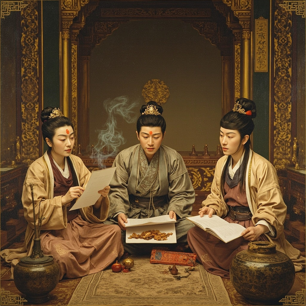 Tang Dynasty incense ceremony showing traditional Chinese palace scene