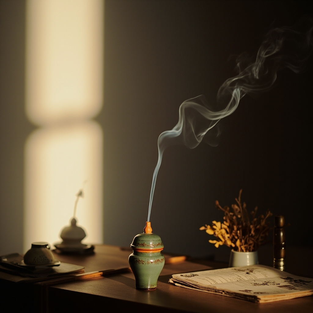 Complete incense desk setup for xiangdao practice