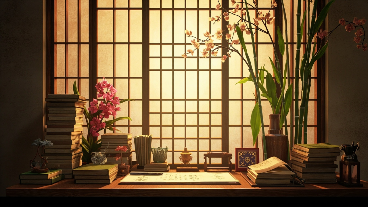 Scholar practice setup for regular incense meditation