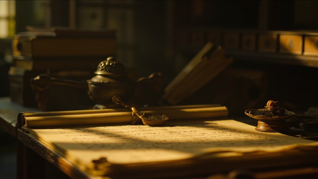 Scholar in meditation posture with incense