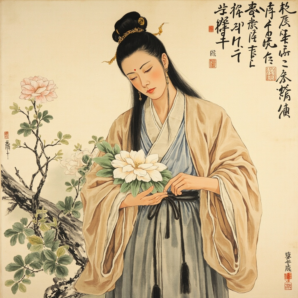 Chinese scholar with flower