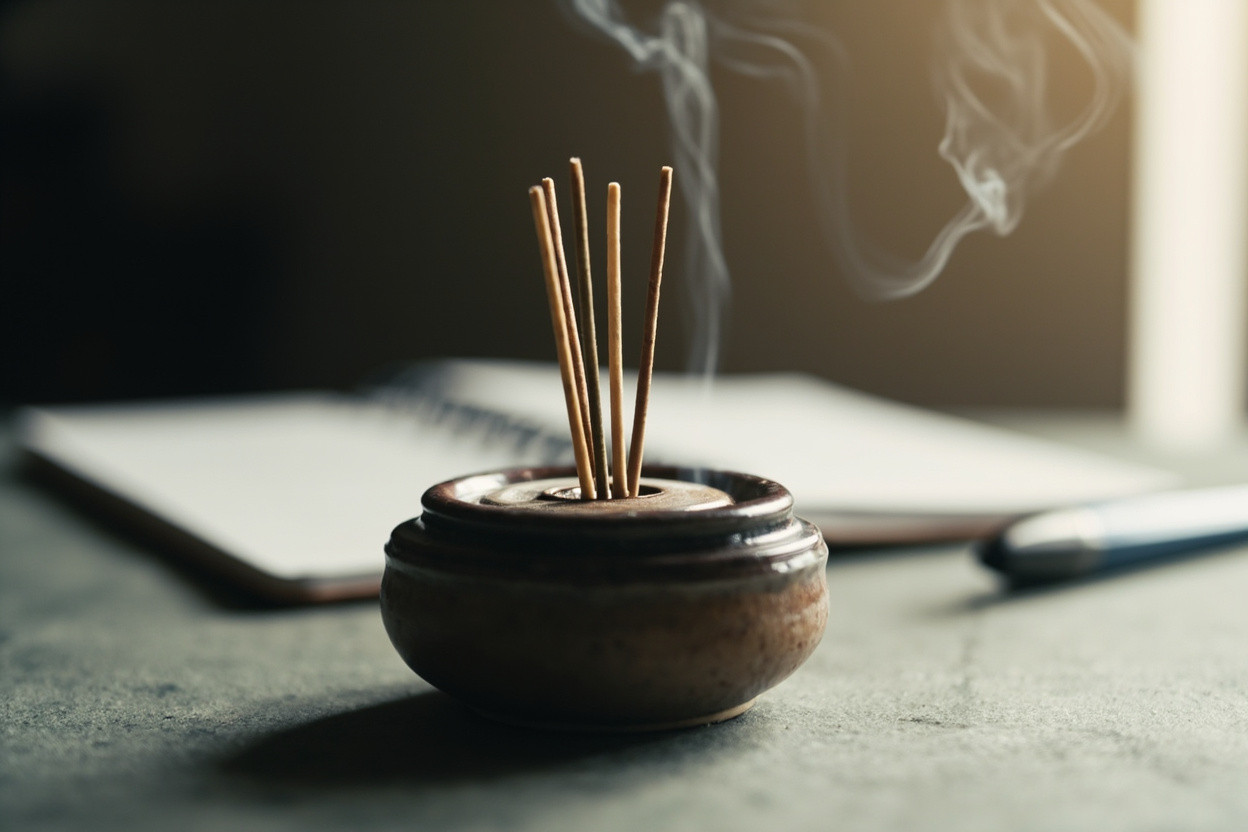 Office incense burner setup