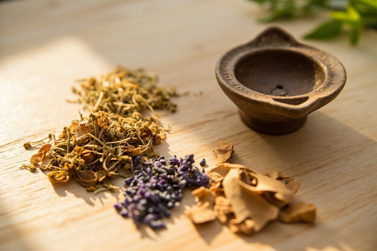 Incense ceremony setup for meditation practice
