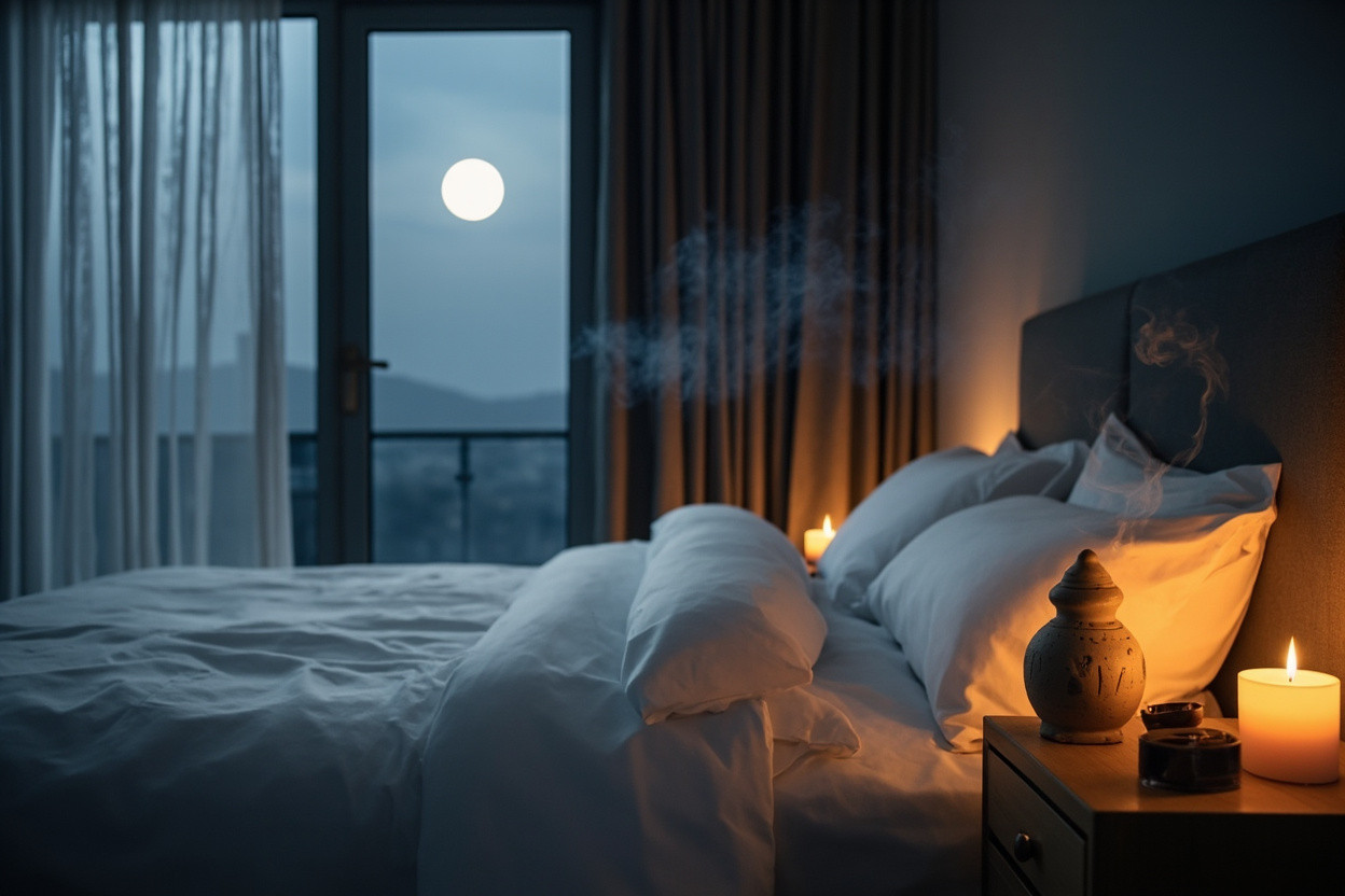 Modern bedroom incense practice minimalist sleep
