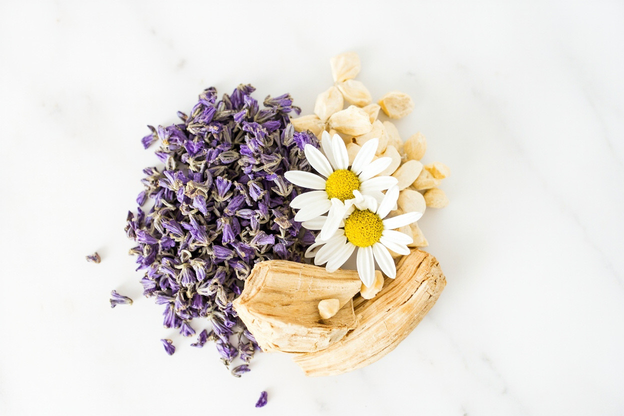 Stress relief herbs chamomile lavender