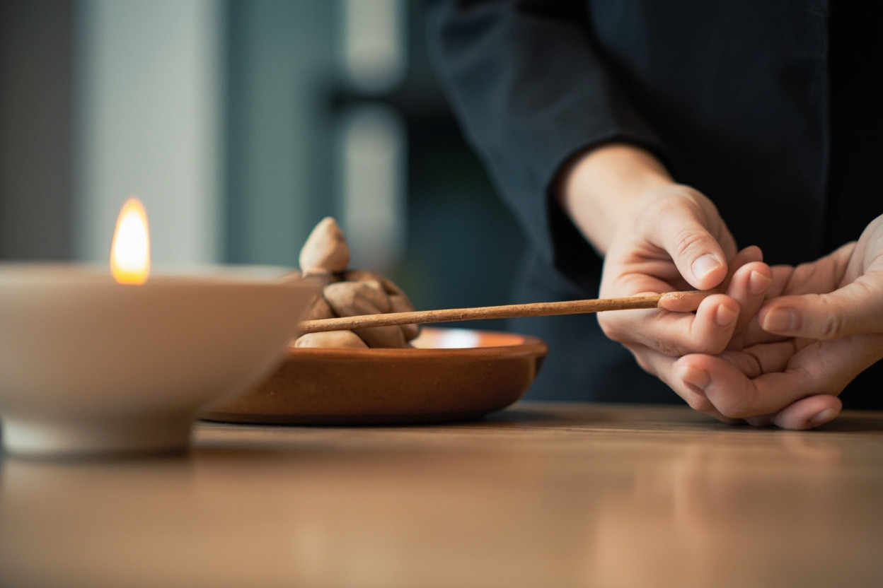 Incense stress relief desk setup