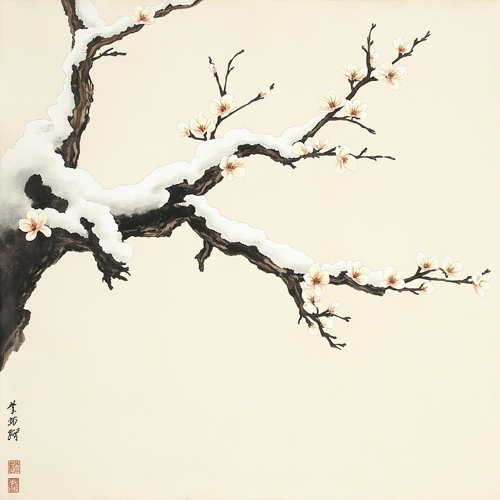 Chinese landscape snow